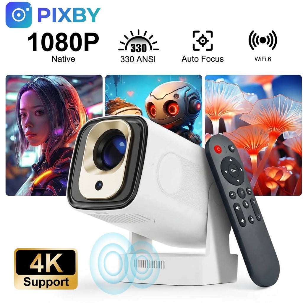 Projektor Smart TV Pixby Beam Pro – Przenośny Rzutnik LED Wi-Fi / Bluetooth, 4K Support