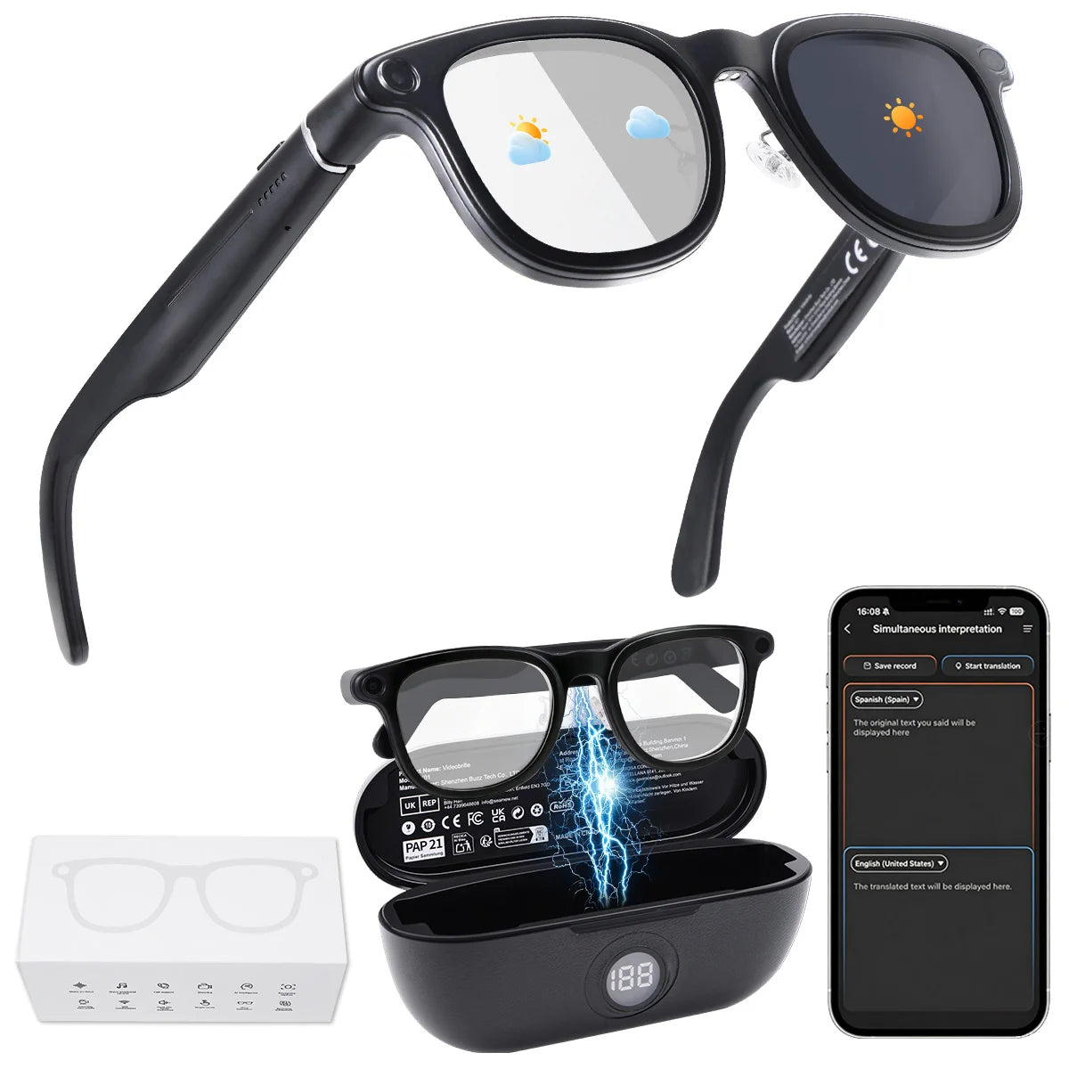Pixby Vision X01 – Inteligentne okulary AI z kamerą, tłumaczem i ChatGPT | Bluetooth 5.3