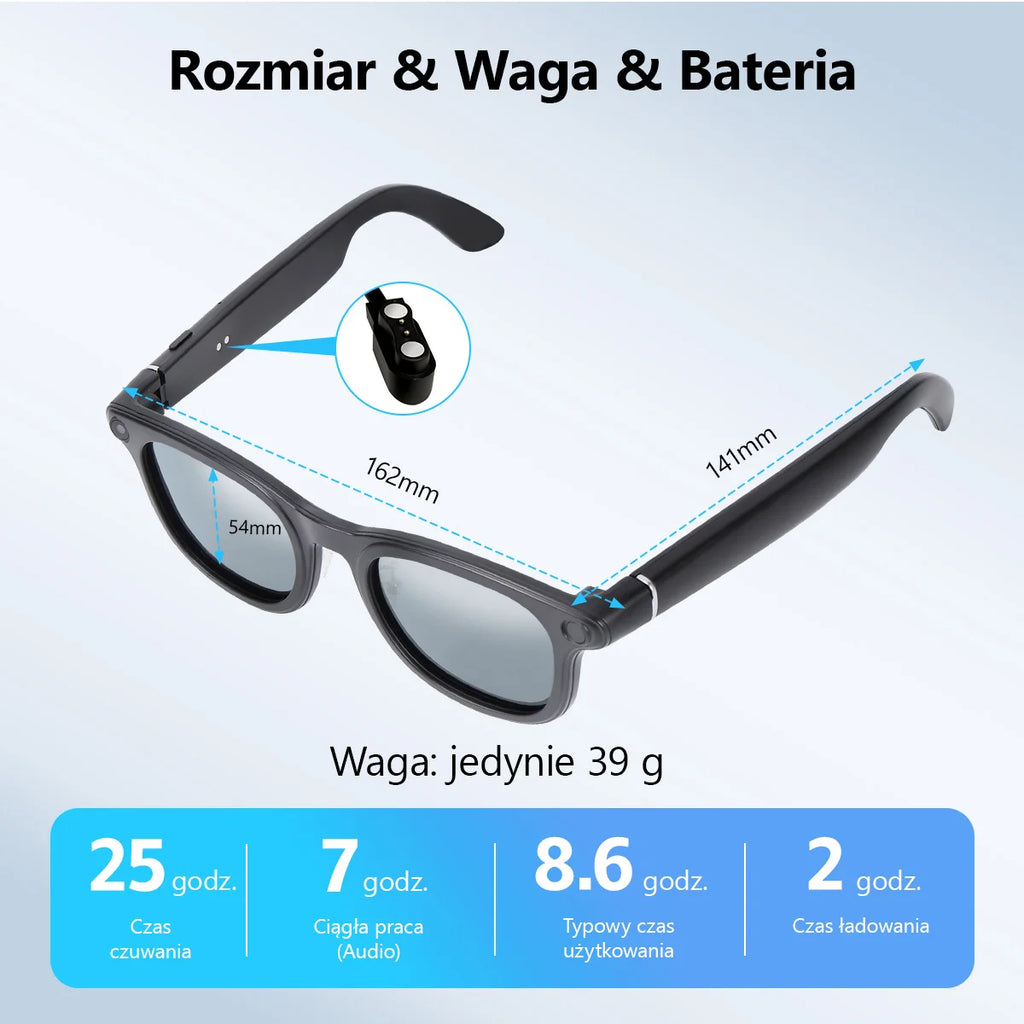 Pixby Vision X01 – Inteligentne okulary AI z kamerą, tłumaczem i ChatGPT | Bluetooth 5.3