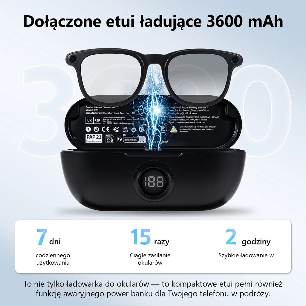 Pixby Vision X01 – Inteligentne okulary AI z kamerą, tłumaczem i ChatGPT | Bluetooth 5.3