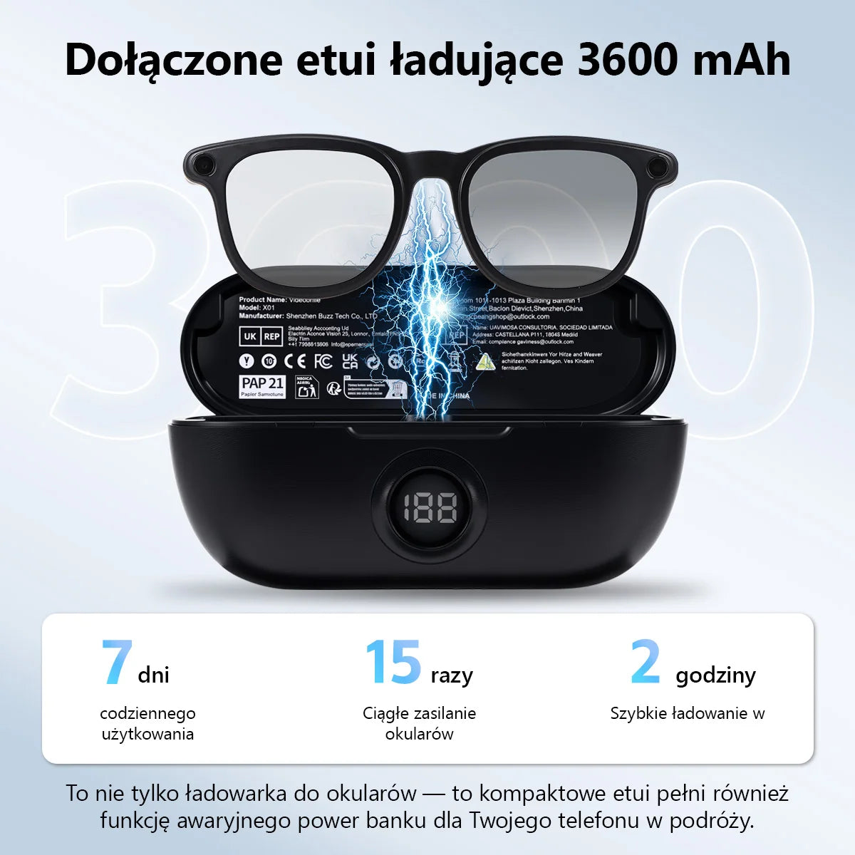 Pixby Vision X01 – Inteligentne okulary AI z kamerą, tłumaczem i ChatGPT | Bluetooth 5.3